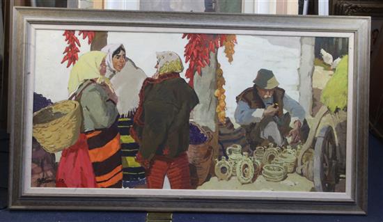 Fedor Khaikin (20th) Ukranian Market 23 x 46in.